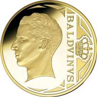 (05) Монета Бельгия 2010 год 12,5 евро "Бодуэн"  Золото Au 999  PROOF