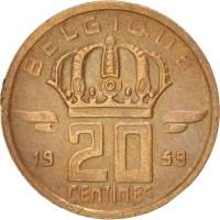 (№1953km146) Монета Бельгия 1953 год 20 Centimes (Французская легенда)