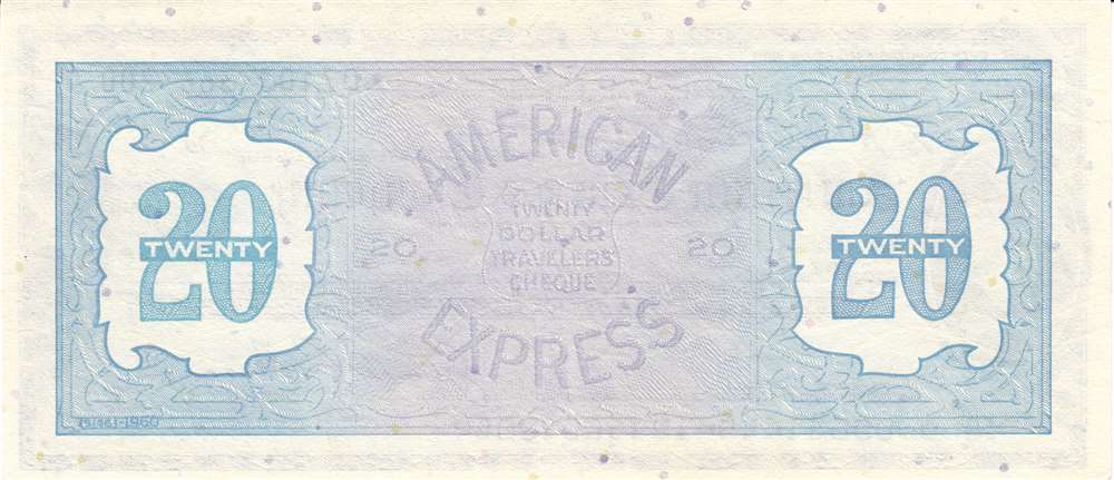 Чек Американ Экспресс Компани 1960 год 20 долларов, AU