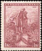 (1936-005) Марка Чехословакия "Памятник (Красная)"    100-летие со дня смерти К. Маха II Θ