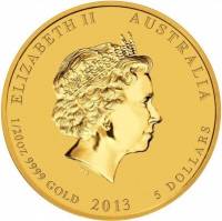(,) Монета Австралия 2013 год 5 долларов   Биметалл (Платина - Золото)  UNC