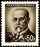 (1945-053) Марка Чехословакия "Т. Массарик (Темно-коричневая)"    Личности (Стандартный выпуск) I Θ