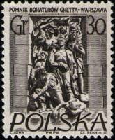 (1956-021) Марка Польша "Памятник героям Варшавского гетто"   Памятники Варшавы II Θ