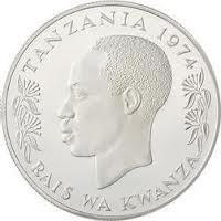 (1974) Монета Танзания 1974 год 50 шиллингов &quot;Черный носорог &quot;  Серебро Ag 500  UNC