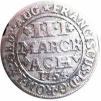 (№1754km50(aachen)) Монета Германия (Германская Империя) 1754 год 3 Mark