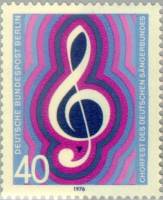 (1976-009) Марка Германия (ФРГ) "Скрипичный ключ"    Хоровой фестиваль III Θ