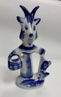 Фарфоровый сувенир "Коза-дереза", гжель, авторская работа