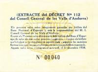 (№1936P-7) Банкнота Андорра 1936 год "2 Pessetes"