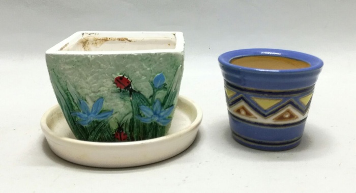 Кашпо, подставка, горшок, керамика, 3 предмета