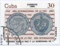 (1986-047) Марка Куба "Медаль "    Международный год мира III Θ