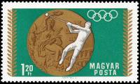 (1969-010) Марка Венгрия "Метание молота"    Медалисты сборной Венгрии на летних олимпийских играх 1