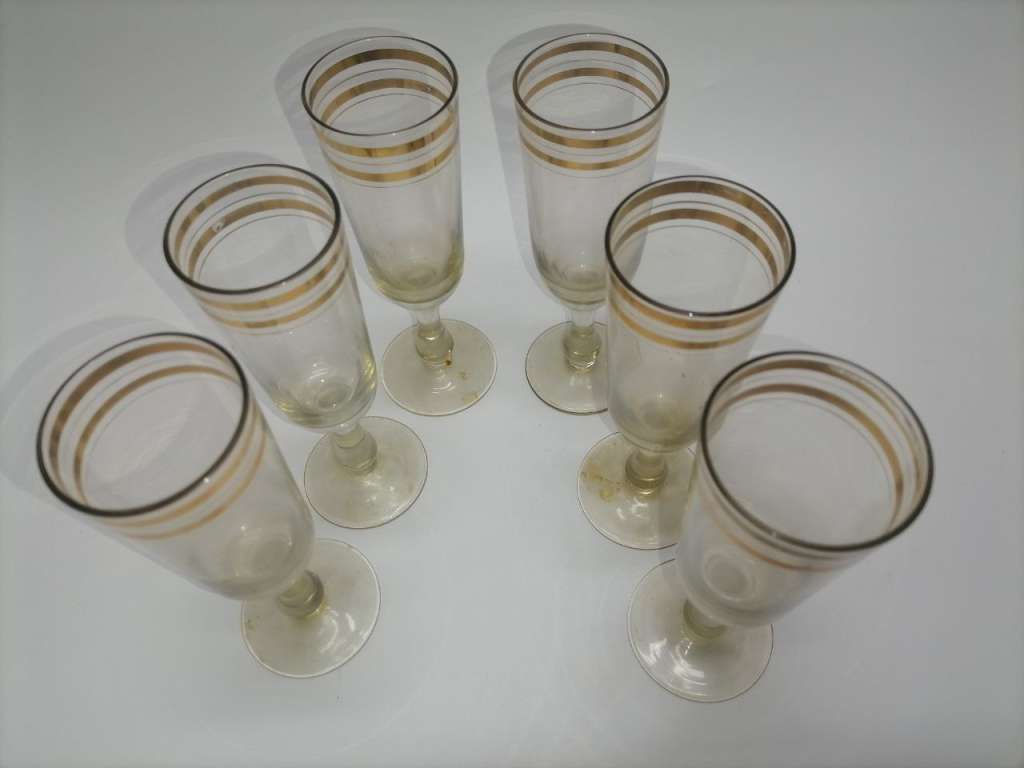 Бокалы 6 шт стекло с позолотой