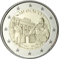 (007) Монета Монако 2017 год 2 евро "200 лет роте карабинеров"  Биметалл  PROOF