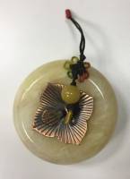 Ёлочная игрушка "Яблоко" Камень, жёлтый кальцит, тяжёлая, крутая (сост. на фото)