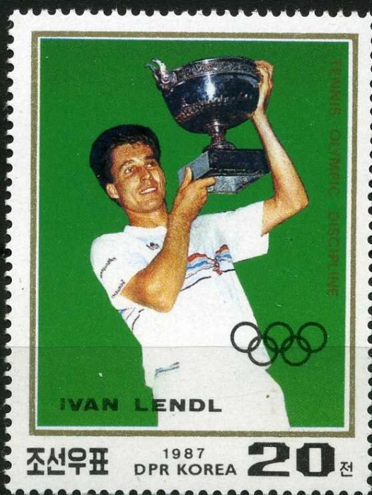 (1987-104) Марка Северная Корея "Иван Лендл"   Теннис III &Theta;