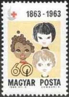 (1963-050) Марка Венгрия "Девочки разных народов"    100 лет организации Красный Крест III Θ