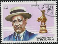(1982-093) Марка Куба "Капабланка в шляпе"    Хосе Рауль Капабланка III Θ