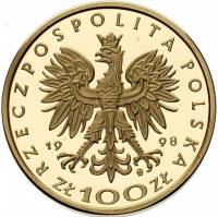 () Монета Польша 1998 год 100 злотых ""  Биметалл (Платина - Золото)  PROOF