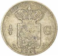 (№1854km305) Монета Голландская Ост-Индская компания 1854 год 1/4 Gulden (Вильгельмина Я)