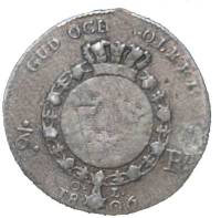 (№1801km560) Монета Швеция 1801 год 1/6 Riksdaler