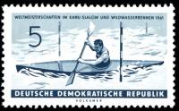 (1961-032) Марка Германия (ГДР) "Каноэ"  синяя  Гребля на каноэ II Θ