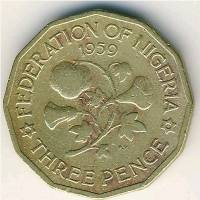 (№1959km3) Монета Нигерия 1959 год 3 Pence