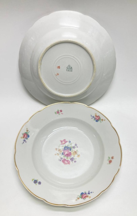 Тарелки суповые рисунок цветы, Польша, 2 шт