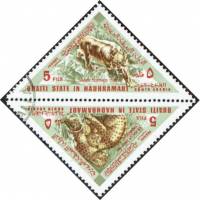 (№1968-177) Лист марок город Аден 1968 год "Sabertoothed Тигр и детали картины ampquotParadiseampquo
