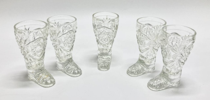 Стопки сапожок, хрусталь, 5 шт