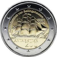 (009) Монета Эстония 2020 год 2 евро "Антарктида. 200 лет открытия"  Биметалл  UNC