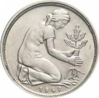 () Монета Германия (ФРГ) 1949 год 500  ""   Медь-Никель  UNC