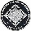 (1999) Монета Испания 1999 год 2000 песет "750 лет Правительству Барселоны"  Серебро Ag 925  PROOF