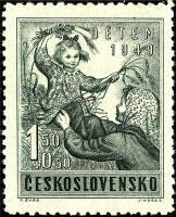 (1949-042) Марка Чехословакия "Колхозница с ребенком"    Помощь детям II O