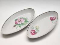 Селедочницы 2 шт Богдановичи СССР фарфор деколь розы винтаж