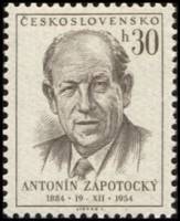 (1954-044) Марка Чехословакия "А. Запотоцкий (Сепия)"    70-летие Антонина Запотоцкого III Θ