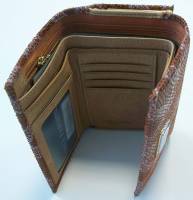 Кошелёк женский "NINA FARMINA" Фактурная натуральная кожа, Оранжевый, 2 отделения с отсеками