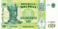 (,) Банкнота Молдова 2002 год 20 лей "Стефан III Великий"   UNC
