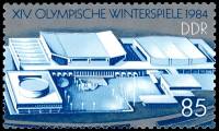 (1983-088) Марка Германия (ГДР) "Олимпийский стадион"    Зимние ОИ 1984, Сараево III Θ
