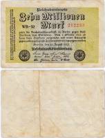 (1923) Банкнота Германия 1923 год 10 000 000 марок "Вод знак Звёзды" 5-й выпуск  VF