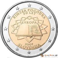 (001) Монета Словения 2007 год 2 евро "Римский договор 50 лет"  Биметалл  UNC