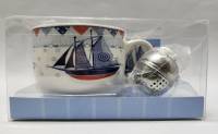 Чайный набор Кораблик подарочный  Milvis керамика Кружка ситечко и подставка