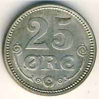 (№1913km815.1) Монета Дания 1913 год 25 Oslash;re (ВБП сердца)