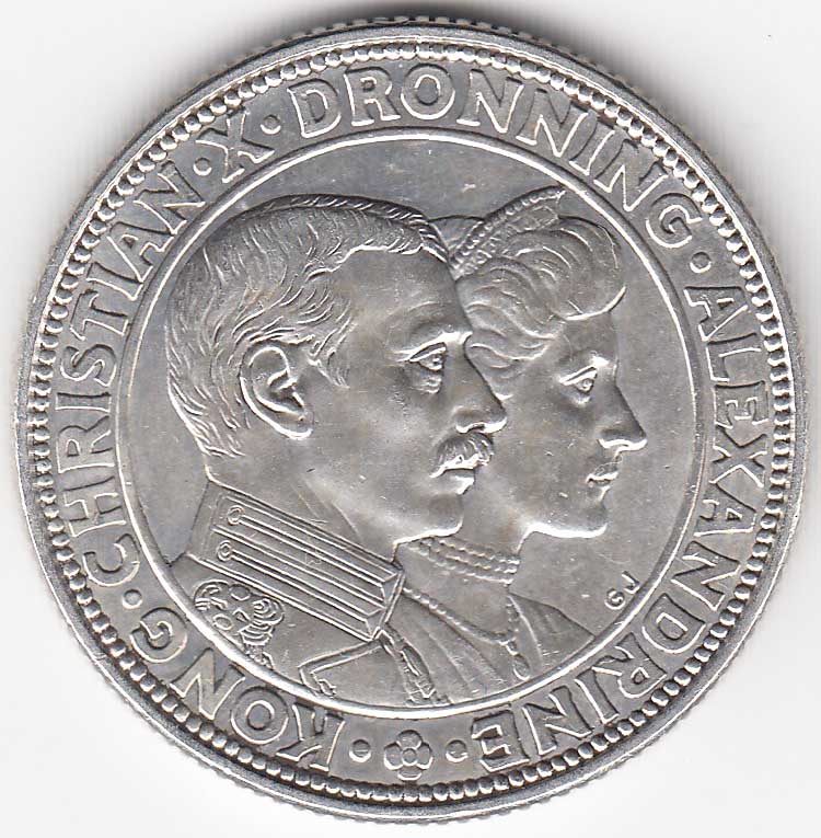 () Монета Дания 1923 год 2 кроны &quot;&quot;  Серебро (Ag)  UNC