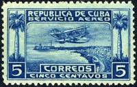 (№56) Марка Куба 1927 год "Порт Гавана с самолета", Гашеная