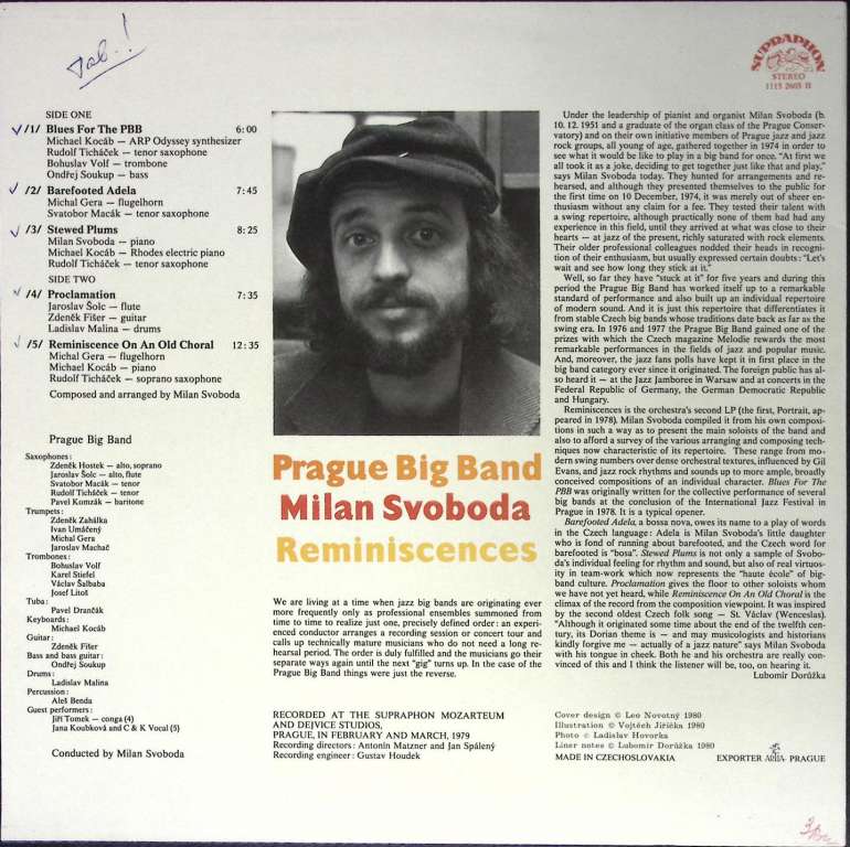 Пластинка виниловая M. Svoboda Reminiscences Supraphon 300 мм. Near mint