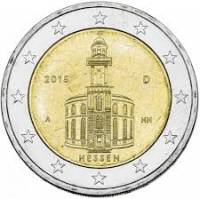 015 Монета Германия (ФРГ) 2015 год 2 евро Гессен Двор A Биметалл  UNC