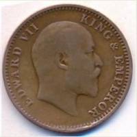 (№1906km502) Монета Индия 1906 год frac14; Anna
