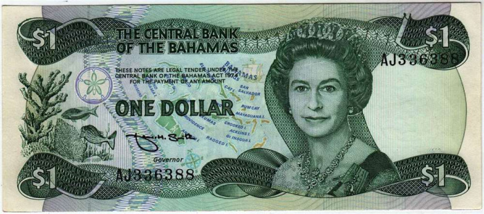 () Банкнота Багамские острова 1974 год 1  &quot;&quot;   UNC