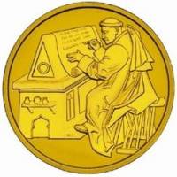 (001) Монета Австрия 2002 год 50 евро "Святые Бенедикт и Схоластика" 1. Памятные Золото Au 986  PROO