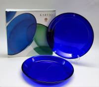 Тарелки блюда 2 шт цветное стекло кобальт Kartio Kaj Franck iittala Finland Финляндия 